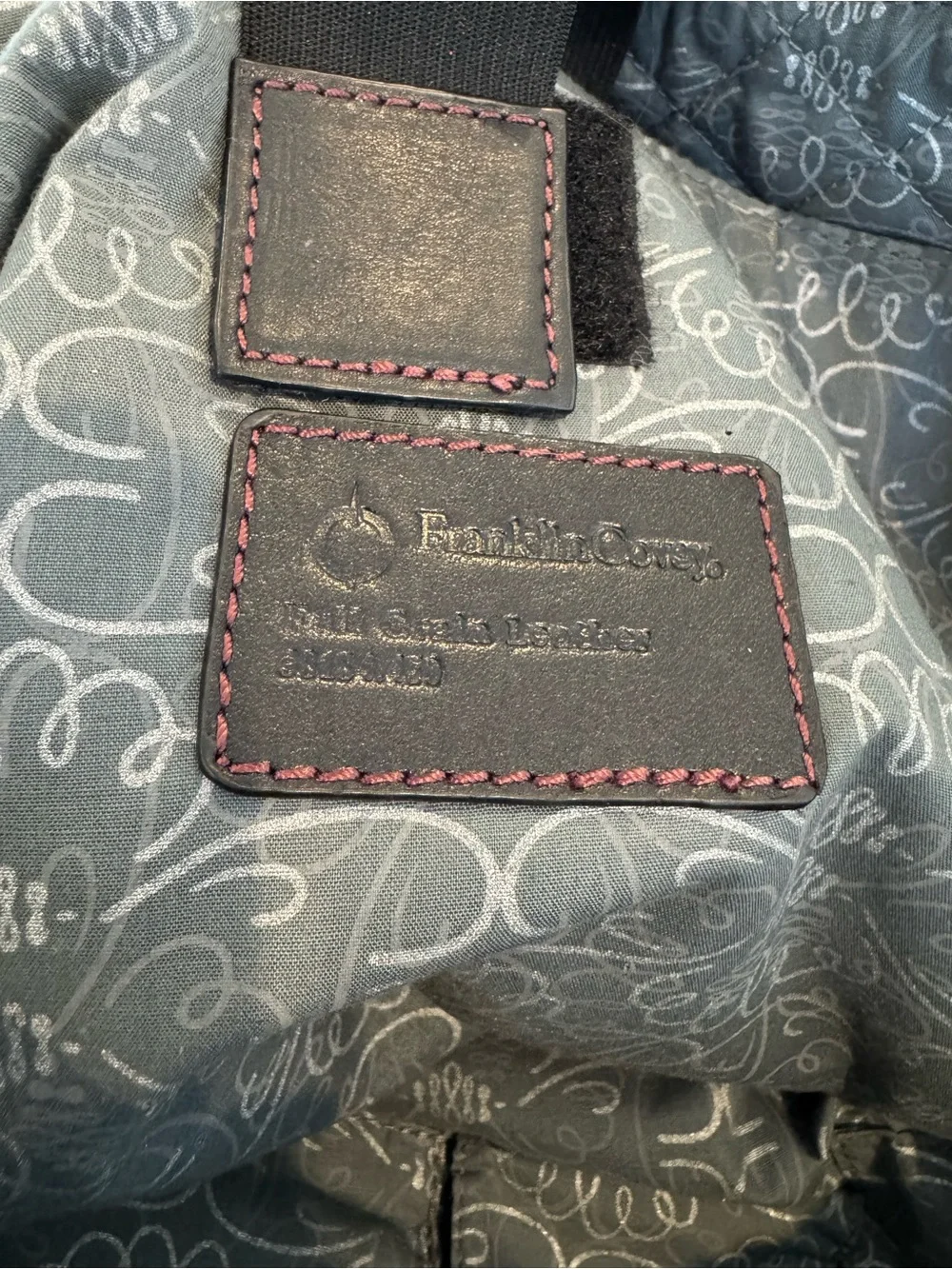 Franklin Covey Soft Black Leather Laptop Tote with Polished Silver Accents